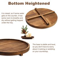 Plateau décoratif rond en bois rustique, support en bois pour comptoir de salle de bain style ferme, pour savon, parfum, bougie et plantes en pot