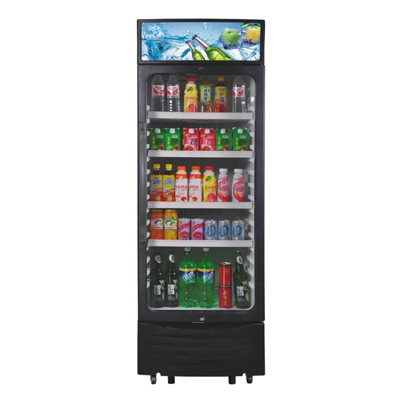 350L Commerciale Porta di Vetro Chiller Bevanda di Refrigerazione di Raffreddamento Vetrina