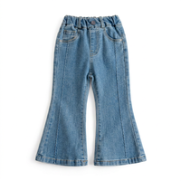 Pantalon en jean rétro évasé pour filles, avec décorations ondulées, coupe cloche pour tout-petits, jean doux et respirant pour enfants