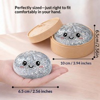Jouet anti-stress en caoutchouc en forme de boulette vapeur avec effet miroir croisé, édition paillettes dorées, expression de dessin animé, à rebond lent et pour la décompression