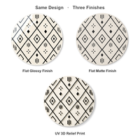 Sous-verre en céramique rond de 10,8 cm, motif tribal diamanté, impression UV émaillée, base en liège, pour décoration de table basse, cadeau