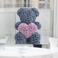 Grande fleur éternelle Rose ours vraie fleur fini boîte acrylique fait à la main cadeau créatif décoration de la maison ornements