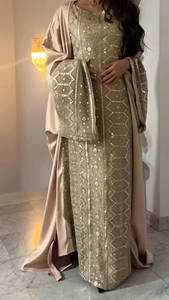 Set Abaya <span class=keywords><strong>Elegante</strong></span> Loriya per l'Eid, Lussuoso <span class=keywords><strong>Abito</strong></span> Interno Ricamato e Tunica Esterna, Abbigliamento Modesto per Donne Musulmane - Product Image 4