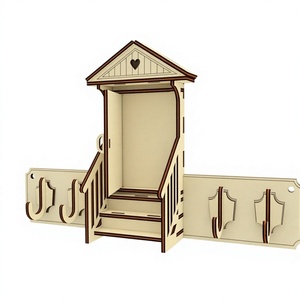 Wooden House Key Holder Wall Mounted Key Hanger with Hooks for Home Entryway Hallway Living Room Office - Product Image 1