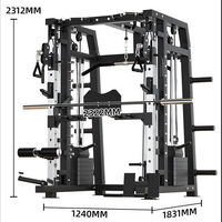 Máquina Smith Comercial, Power Rack, Cable Crossover, Squat Rack, Entrenador Multifuncional, Multi Smith con Pila de Pesas