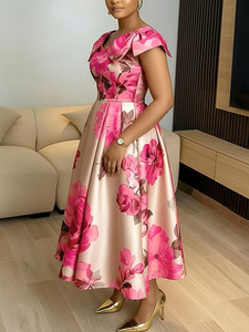 <span class=keywords><strong>Robe</strong></span> midi élégante Joydressing à imprimé floral vintage et col en V, coupe trapèze, pour femme – Vente en gros, idéale pour cocktail, fête ou invitée <span class=keywords><strong>de</strong></span> mariage - Product Image 2