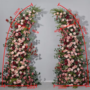 ซุ้มดอกไม้ประดิษฐ์สีชมพูเบอร์กันดีสำหรับตกแต่งงานฉลอง ฉากหลัง ซุ้มดอกไม้รูปแตร จัดดอกไม้ตกแต่งโรงแรม - Product Image 5