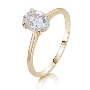 แหวนเพชรโมอิสซาไนต์ทรงรี คลาสสิก ดีไซน์เรียบง่าย ทองคำแท้ 14K  แบบ 4 กรงเล็บ  สำหรับงานแต่งงาน - Product Image 1