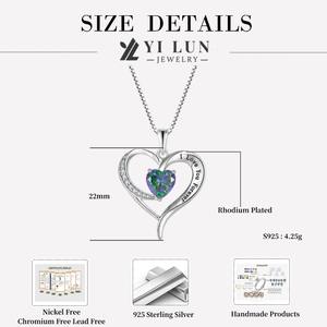 שרשראות לב זירקוניה צבעונית 925 כסף סטרלינג חרוט 'אני אוהב אותך forever' שרשרת תליון בצורת לב לנשים - Product Image 6