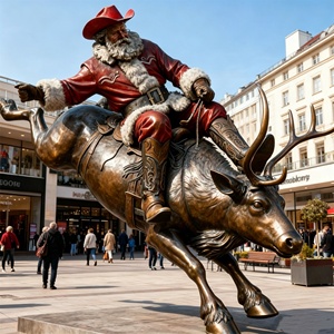 Adornos Navideños Decorativos, Estatua Gigante de Bronce de <span class=keywords><strong>Santa</strong></span> <span class=keywords><strong>Claus</strong></span>, Estatua de Bronce Personalizada de Papá Noel Montado en un Reno Navideño - Product Image 2