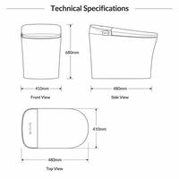 WC intelligent avec bidet intégré, chasse d'eau automatique, siège chauffant, cuvette allongée, évacuation en S, télécommande - Accessoire de salle de bain haut de gamme