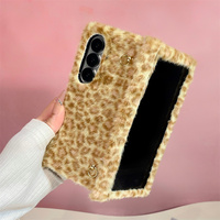 Casing Ponsel Leopard Klasik Y2K untuk Galaxy Z Fold 8 Ultra Flip 8-3, Pegangan Tangan Bulu Tebal Ukuran Besar, Penutup Pelindung Lipat