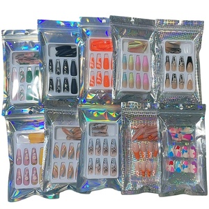 24 pièces/ensemble Faux ongles à presser Ballerina, couvrance totale, longs, forme cercueil, pour nail art - Product Image 1