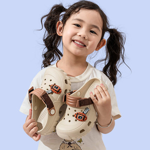 Zuecos para niños EVA antideslizantes, transpirables, ligeros, para playa, exteriores, zapatos para el agua, talla 20-45, color caqui, negro, blanco roto - Product Image 2