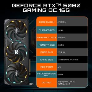 GeForce RTX 5080 Gaming OC <b>16GB</b> 256-bit GDDR7 WINDFORCE Cooling System Desktop New GV-N5080GAMING OC-16GD GeForce RTX 508 - Product Image 4