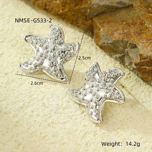 Orecchini pendenti estivi freschi eleganti stile <span class=keywords><strong>marino</strong></span> gioielli in acciaio inossidabile con stella marina borchie di diamanti placcate in oro - Product Image 6