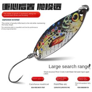 Impression 3D de paillettes de bouche de cheval Type de cuillère en métal appât dur artificiel basse carpe lac pêche à la traîne en eau douce leurre avec crochets - Product Image 4