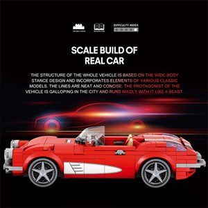 Reobrix 311-teiliger Roter <span class=keywords><strong>Corvette</strong></span> <span class=keywords><strong>C1</strong></span> Cabrio-Bausatz mit Realistischem Cockpit & Auspuff Großhandel für Sammler und Firmenkunden - Product Image 3