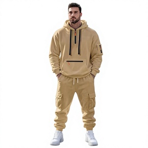Ensemble de survêtement à capuche pour homme GURUNA-Z-INDUSTRY, couleur unie, manches longues, pantalon cargo, coupe décontractée, vêtements d'hiver respirants - Product Image 1
