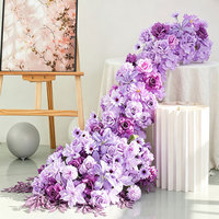 Chemin de table en fleurs artificielles, design cascade, centre de table hortensia, décoration pour mariage, événement de remise de diplôme, artisanat en plastique fait main