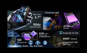 Nuevo <span class=keywords><strong>Cubot</strong></span> <span class=keywords><strong>KingKong</strong></span> <span class=keywords><strong>Mini</strong></span> 4, Teléfono Inteligente Resistente de Tamaño Pequeño de 4.7 Pulgadas, Android 15, 6/8 GB de RAM + 128/256 GB de ROM, Batería de 4700 mAh, Teléfono 4G - Product Image 3