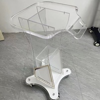 Chariot d'instruments de beauté en acrylique Chariot à outils de base pour salon de beauté Chaire d'église en acrylique avec roues