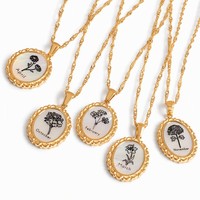 WANQI Nouvelle Collection 2026 Bijoux Fleur de Naissance Collier Pendentif Fleur du Mois en Acier Inoxydable Plaqué Or 18K pour Femme
