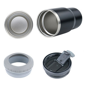 Porte-vin moderne en acier inoxydable à double paroi isolé sous vide, avec revêtement en poudre personnalisé, 14 oz, refroidisseur de canettes portable pour le camping, 2 couvercles - Product Image 3