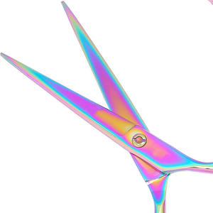 Ciseaux à cheveux électro-plaqués colorés en acier inoxydable 62 mm à tête droite, outils professionnels de coiffure et de beauté - Product Image 1