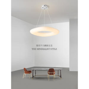 โคมไฟแขวนสไตล์นอร์ดิกที่ทันสมัยเรียบง่ายสีขาว/ทองปรับความสูงได้ LED ถนอมสายตาโฮมออฟฟิศห้องรับประทานอาหารไฟห้องนอน - Product Image 1