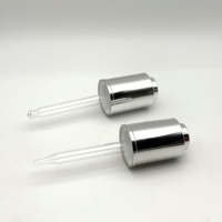 Vente en gros d'usine - Bouchon compte-gouttes en aluminium brillant argenté 18 mm 18/410 pour flacon en verre d'huile essentielle