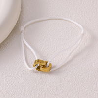 Bracelet tressé réglable en acier inoxydable avec double anneau, style corde, pour femmes et hommes