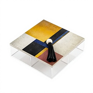 Boîte de chocolats en acrylique avec couvercle en bois Taille et formes personnalisées Boîte de bonbons à dessert pour accessoires de table - Product Image 1