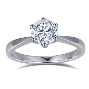 Bague de fiançailles pour femme en argent 925 avec zircone cubique ronde blanche Messi Jewelry MSR-533 - Product Image 1