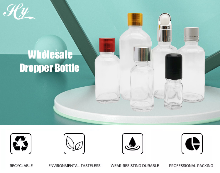 Transparent Childproof cap Essential Oil Dropper Bottles 1oz 2oz