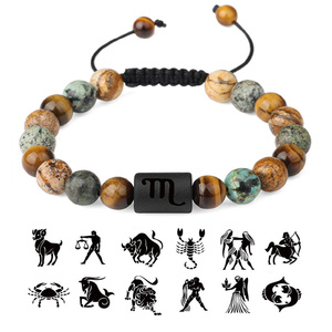 Braccialetto dell'Amicizia in Pietra Naturale Intrecciata <span class=keywords><strong>con</strong></span> 12 Segni Zodiacali e Perline in Agata per Donne e Uomini - Product Image 3