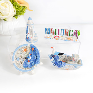 Handmade Resin Craft Ornaments Mallorca Souvenir Decorative Lighthouse Boat Wheel Figurines Travel Gifts Custom Design Wholesale