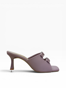 Zapatillas de tacón bajo para mujer al por mayor, con doble hebilla y punta abierta, para fiesta, fabricante de calzado de moda OEM - Product Image 3