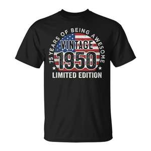 Camiseta vintage con bandera de Estados Unidos de 1950, 75 años, edición limitada - Product Image 2