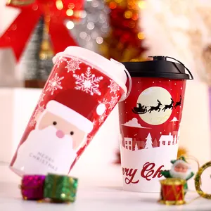 Minfly Custom Logo Pet Pp Disposable Milk Juice Smoothie Boba Dessert Bubble Tea Coffee Plastic Christmas Cups With Logo