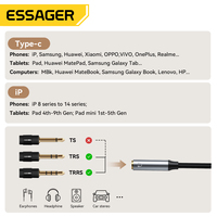 ESSAGER ES-YP28 90 Derajat Usb C ke 3.5Mm Konektor Headphone Jack Earphone Converter 3.5 Mm ke Usb Type C Kabel Adaptor Audio