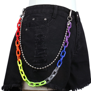 Punk Waist Chain Seven Color Double Layer <b>Plastic</b> Geometric <b>Beads</b> Party Fashion Body Chain - Product Image 2