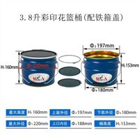 Seau en acier inoxydable de 3,8 L anti-fuite avec couvercle à anse en fer et poignée, seaux métalliques imprimés pour peinture, produits chimiques, encre - Logo personnalisé disponible