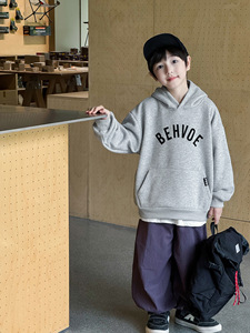 Haut pour bébé garçon, style coréen, doublé polaire, en coton, avec impression de lettres, nouvelle collection hiver 2025, passe-partout - Product Image 3