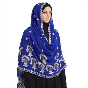 Foulard en mousseline de soie pour femme, motif floral, feuilles, strass brodés, bordure plume de blé, léger, respirant, doux, vente en gros, OEM ODM - Product Image 1