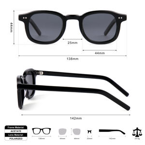 高品質カスタムロゴUV400高級スクエア長方形フレーム偏光アセテートサングラスユニセックス男女兼用 - Product Image 4