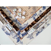 Set Hadiah Permainan Meja Mewah Mahjong Amerika Akrilik 3 Lapis Desainer dengan 160 Ubin Cetak Bunga Cat Air yang Indah