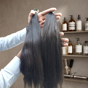 Cheveux humains indiens 100% Remy en vrac, lisses, noirs naturels, base en soie, brun foncé, soyeux et longs - Product Image 6