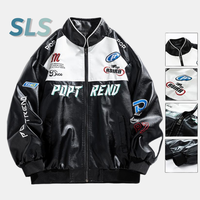 Veste de moto brodée taille personnalisée vêtements col montant vestes de course imperméables pour hommes manteaux bombardier veste en cuir pour hommes