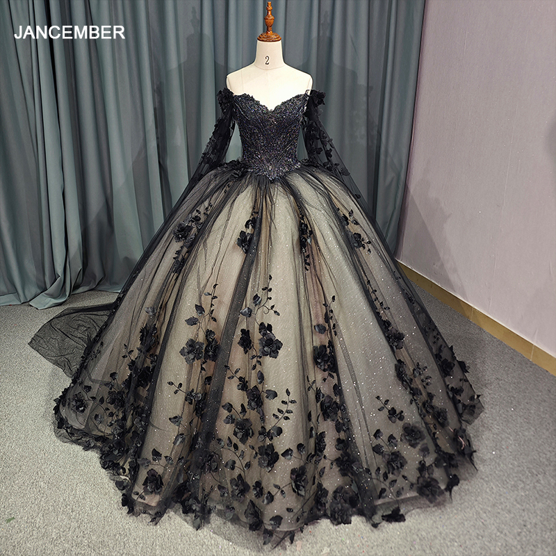 Size 16 Black Lace Dress - Elegant Quinceanera Gown